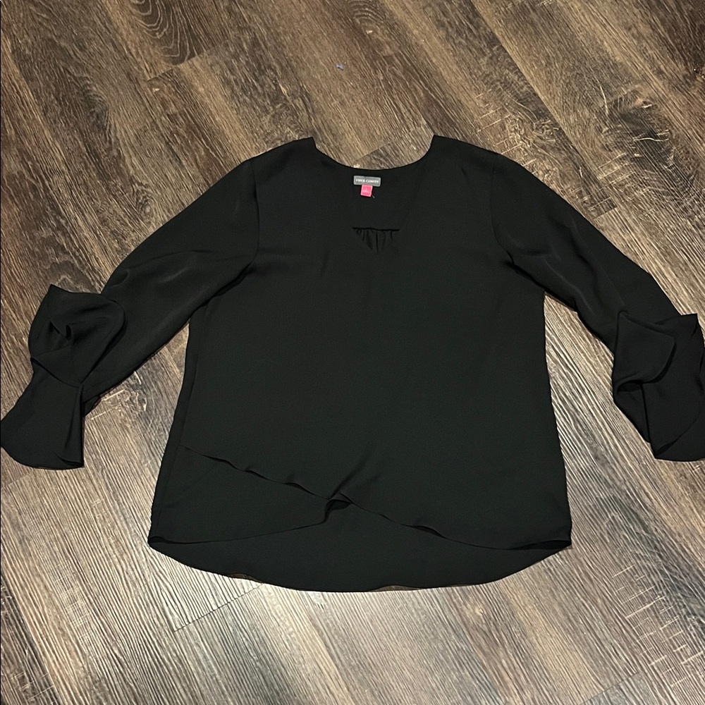 Vince Camuto Black Blouse with Ruffled Sleeves